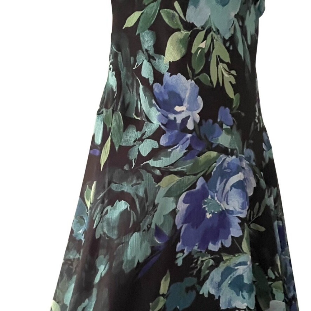 Connected Floral Handkerchief Hem Chiffon Midi Dress Size 16 Wedding Guest - Picture 4 of 8